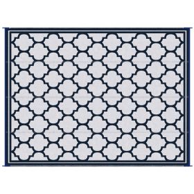 9'x12' Reversible Outdoor RV Rug, Patio Floor Mat, Plastic Straw Rug for Backyard, Deck, Beach, Camping, Dark Blue