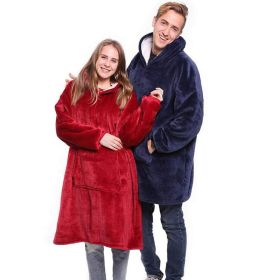 Oversized Hoodies Sweatshirt Women Winter Hoodies Fleece Giant TV Blanket With Sleeves Pullover Oversize Women Hoody Sweatshirts (Color: Red)