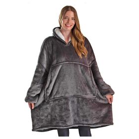 Oversized Hoodies Sweatshirt Women Winter Hoodies Fleece Giant TV Blanket With Sleeves Pullover Oversize Women Hoody Sweatshirts (Color: Grey)