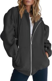 Women's Cute Hoodies Teen Girl Fall Jacket Oversized Sweatshirts Casual Drawstring Clothes Zip Up Y2K Hoodie with Pocket (Color: Grey, size: medium)