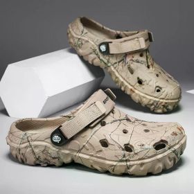 Summer Men's Sandals New Home Garden Shoes Comfortable and Lightweight Men Slippers Non-Slip Soft Bottom Flip Flop Sandals (Color: Khaki, size: 40)